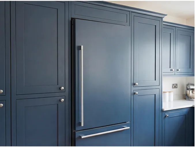 Integrated Fridge Installation door panel fitted flush in Warwick kitchen
