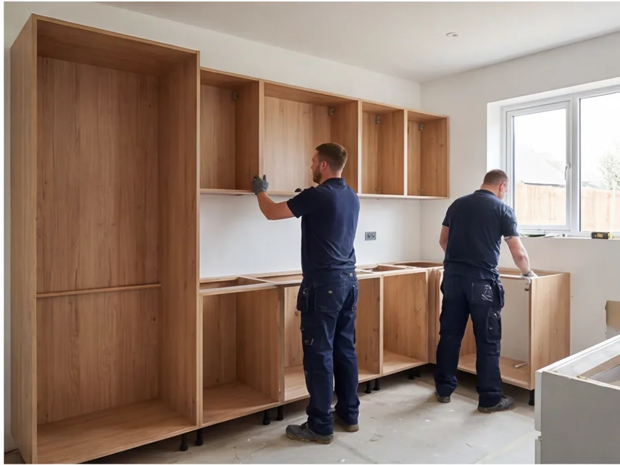 Howdens Joinery kitchen installation in progress in Solihull