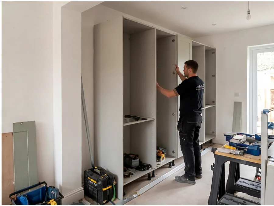 Magnet Kitchens kitchen installation in progress in Solihull