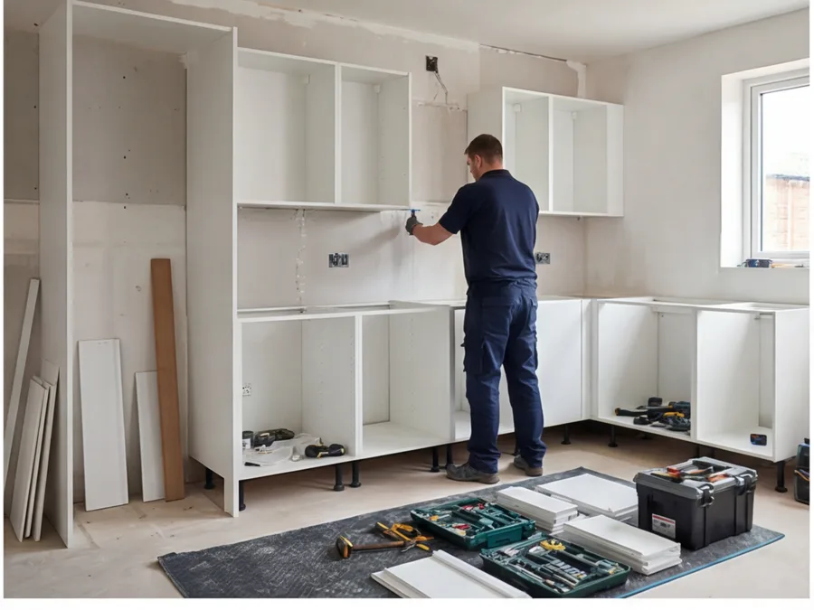 Wren Kitchens kitchen installation in progress in Coventry
