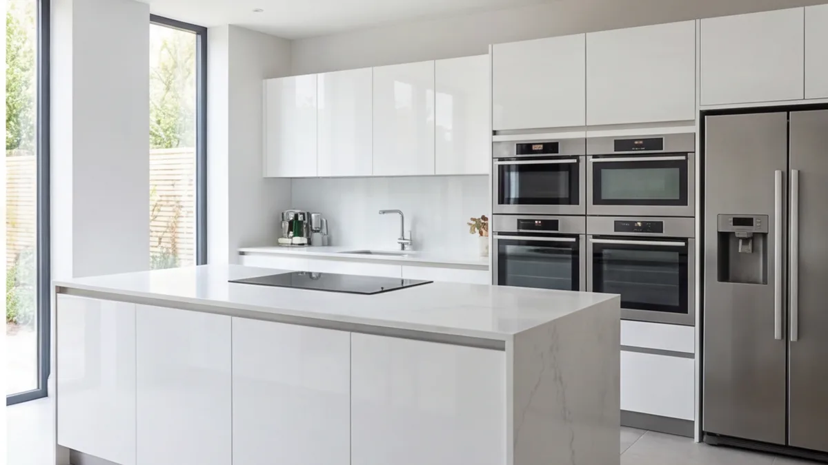 Modern kitchen door detail — close-up of finish and hardware