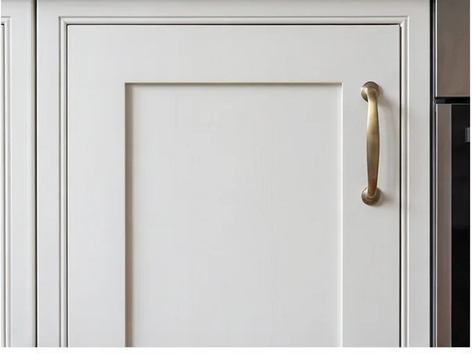 Shaker kitchen door detail — close-up of finish and hardware